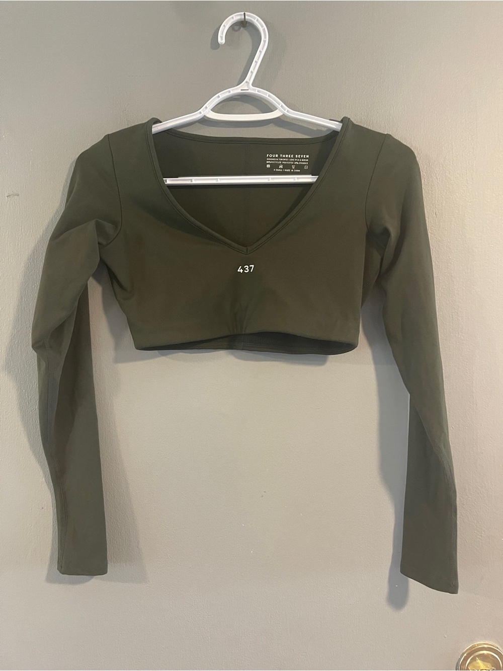437 Long Sleeve Bra Top forest green size XS